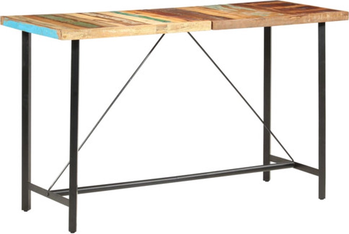 vidaXL Bartafel - 180x70x107 - cm - massief - gerecycled - hout bruin en zwart