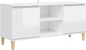 vidaXL - Tv-meubel - met - houten - poten - 103,5x35x50 - cm - hoogglans - wit