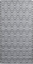 vidaXL - Buitenkleed - 190x290 - cm - PP - wit - en - zwart