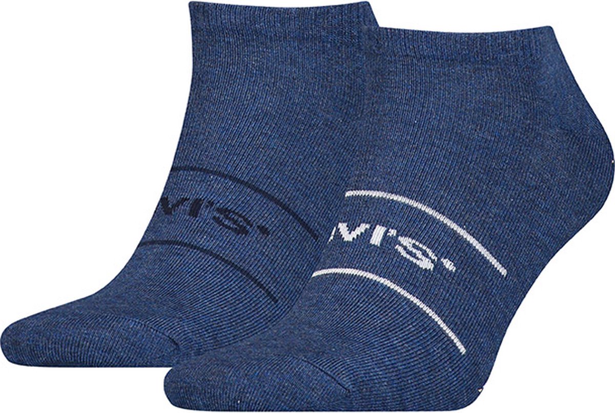 Levi’s unisex 2P sneakersokken sport logo Blauw