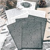 Autocollants scrapbooking - Bullet Journal Autocollants - Autocollants avec citations - Anglais - Style livre - Zwart, Wit - 11x16cm - 8 feuilles