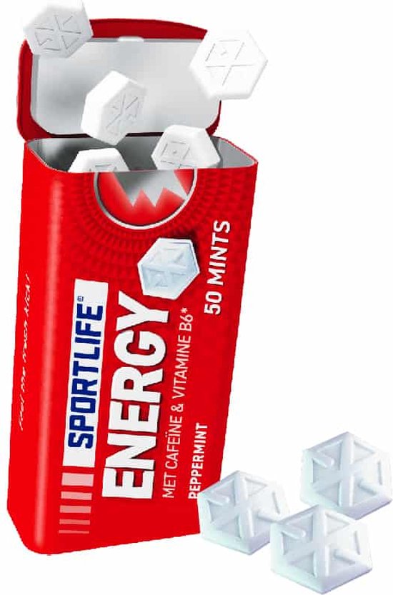 Sportlife Boost Energy Mints 12 blikjes à 35g Mintjes met pepermunt