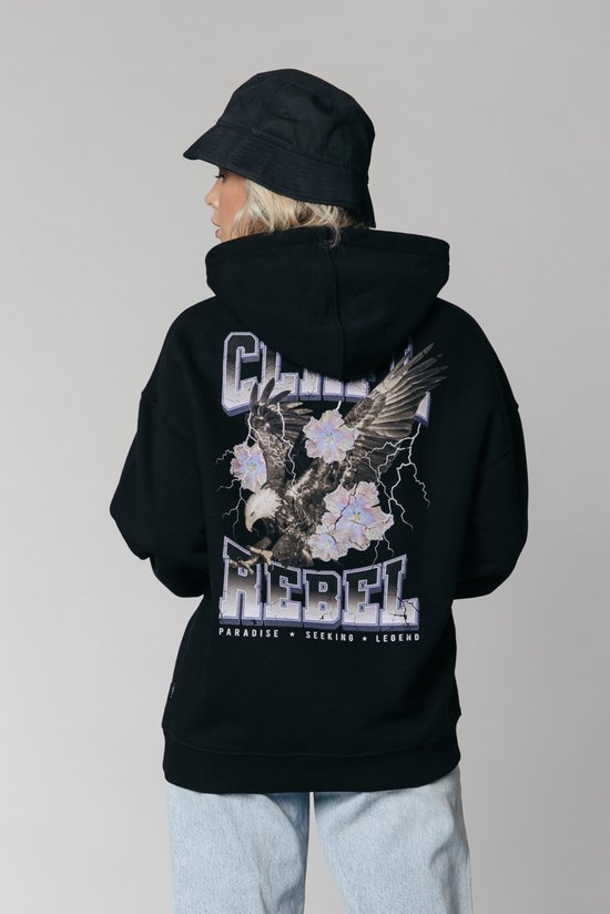 Colourful Rebel Eagle Flower Oversized Hoodie - S
