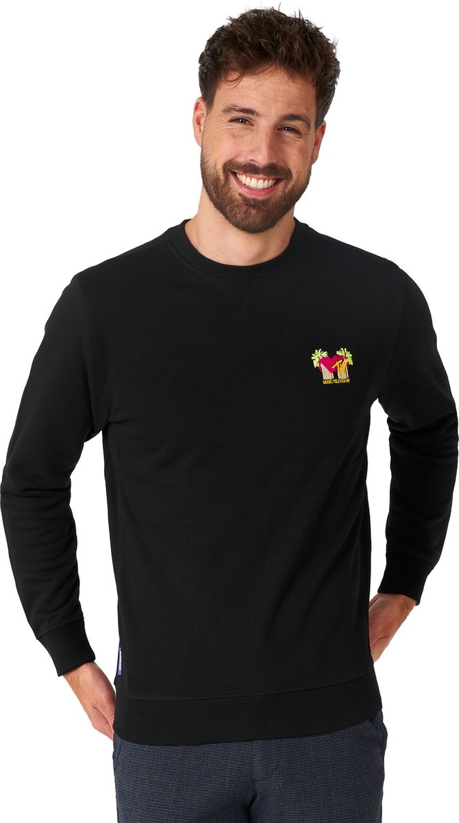 OppoSuits MTV™ Spring Break - Black - Heren Sweater - Retro MTV Trui- Zwart - Maat M