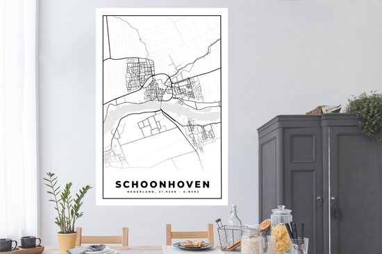Poster Schoonhoven - Stadskaart - Kaart - Plattegrond - 120x180 cm XXL