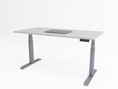 Tri-desk Premium | Elektrisch zit-sta bureau | Aluminium onderstel | Grijs blad | 160 x 80 cm