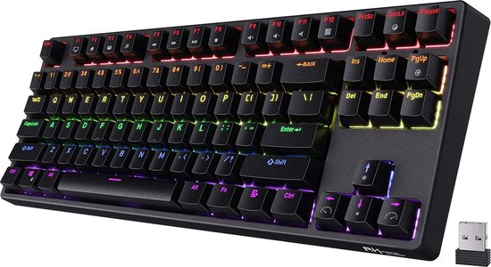 Royal Kludge RK87 Mechanisch Toetsenbord - Gaming Keyboard - Zwart - RGB - Wired & Wireless - Hot Swappable TKL - TRI-MODE - 2.4GHZ - Bluetooth - Type-C - Blue Switches - 3/5 Pin - Gaming - Office