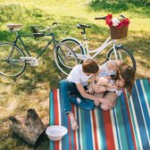 Relaxdays picknickkleed - 200 x 300 cm - picknickdeken - fleece - geïsoleerd - gestreept