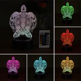 Klarigo® Nachtlamp – 3D LED Lamp Illusie – 16 Kleuren – Bureaulamp – Schildpad – Ibiza - Sfeerlamp – Nachtlampje Kinderen – Creative - Afstandsbediening