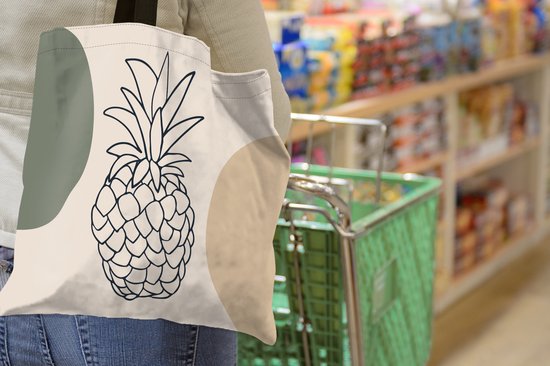 Sac bandoulière - Sac de plage - Shopper Fruit - Pastel - Ananas - 40x40 cm - Sac coton