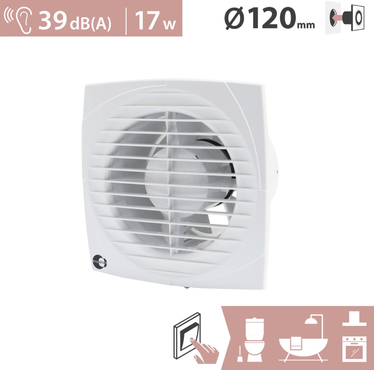 Vents Ventilator 125SILENTA-SVL 125mm Trekkoord Badkamer Keuken Luchtafvoer