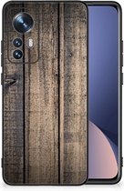 Leuk TPU Back Cover Xiaomi 12 | 12X Telefoon Hoesje met Zwarte rand Steigerhout