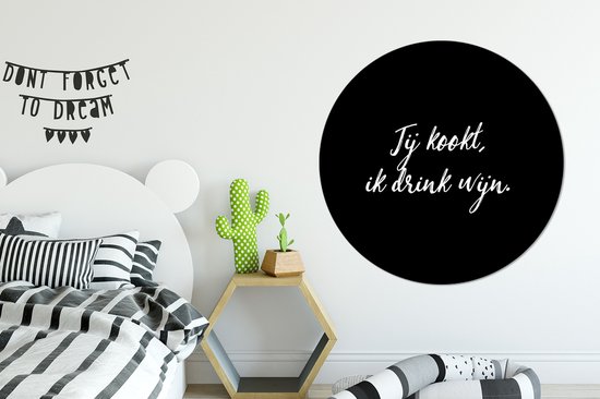 WallCircle - Wall Circle - Wall Circle Inside - Proverbes - Tu cuisines, je bois du vin - Citations - Vin - Cuisine - 150x150 cm - Décoration murale - Peintures ronds