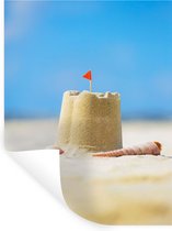 Muurstickers - Sticker Folie - Zandkasteel - Strand - Schelpen - Zomer - 30x40 cm - Plakfolie - Muurstickers Kinderkamer - Zelfklevend Behang - Zelfklevend behangpapier - Stickerfolie