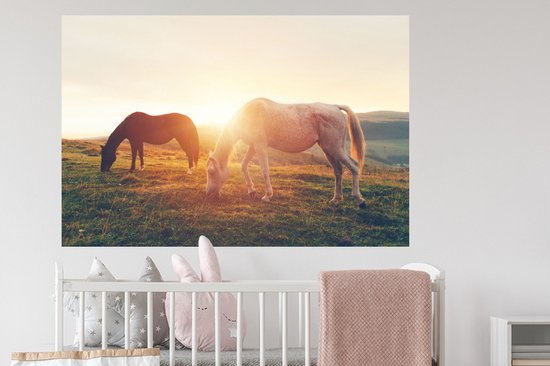 Stickers Stickers muraux - Paarden - Soleil - Animaux - 120x80 cm - Film adhésif