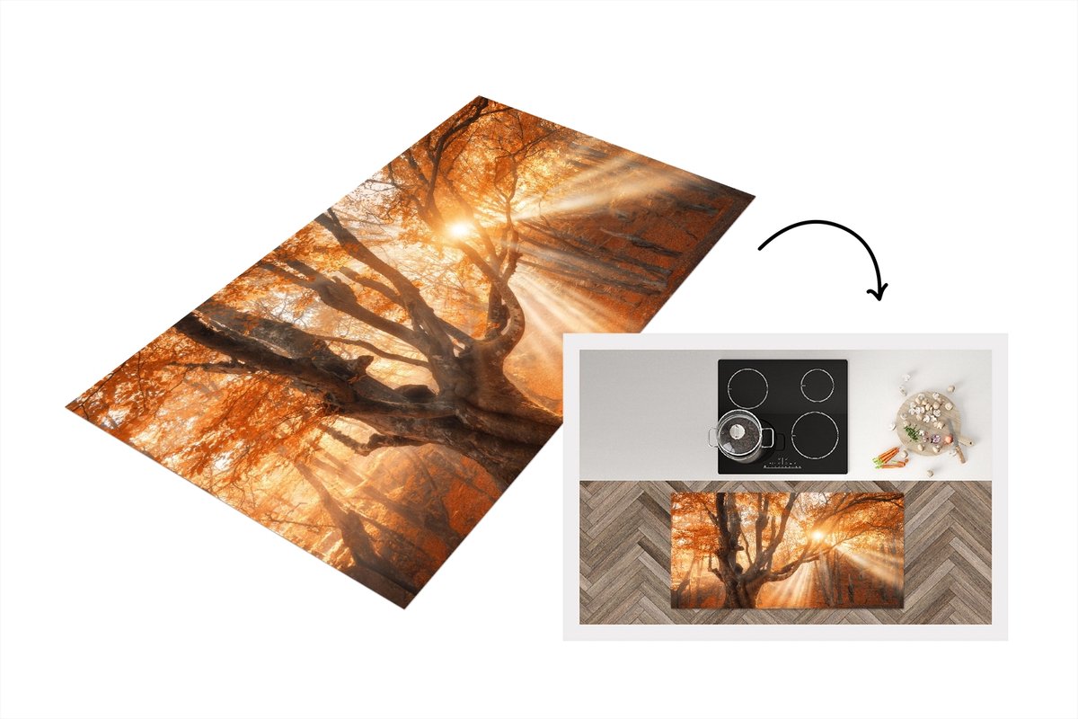KitchenYeah Keukenloper - Loper keuken - Boom - Natuur - Herfst - 120x60 cm - Keukenloper vinyl Multicolor