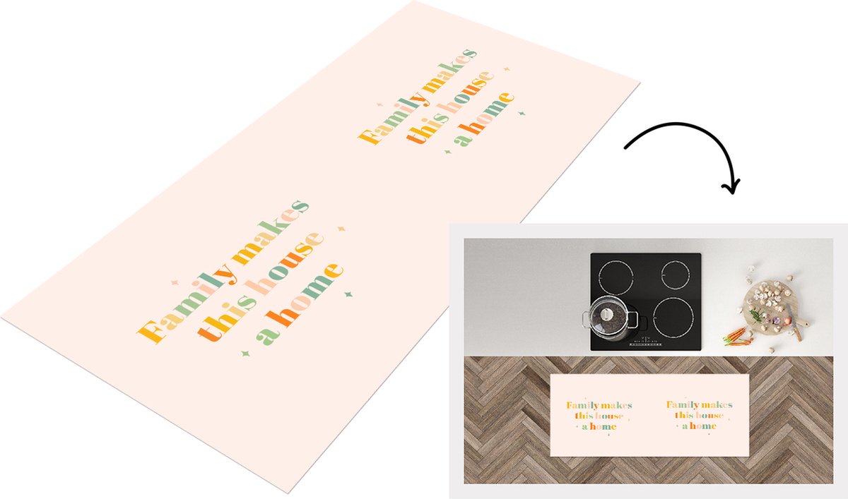 KitchenYeah Keukenloper - Loper keuken - Quotes - Spreuken - Familie - Family makes this house a home - 120x50 cm - Keukenloper vinyl Multicolor