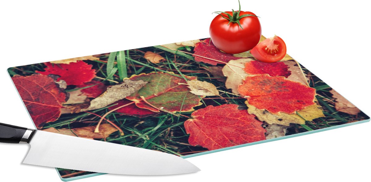 Glazen Snijplank - 39x28 - Bladeren - November - Herfst - Natuur - Snijplanken Glas