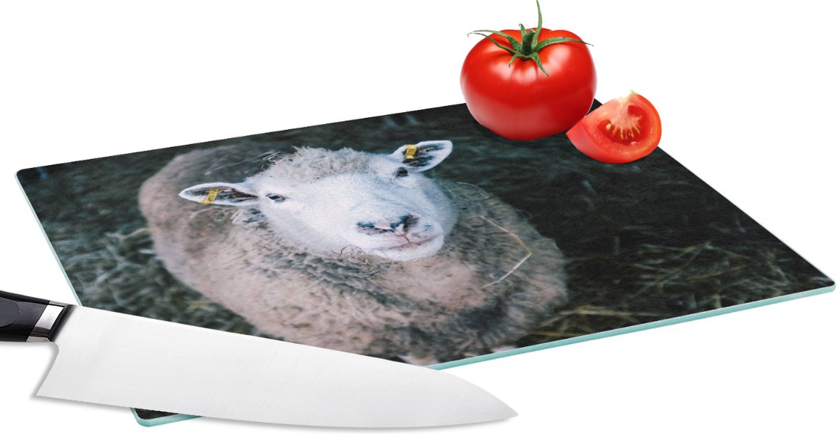 Glazen Snijplank - 28x20 - Schaap - Dieren - Vee - Snijplanken Glas