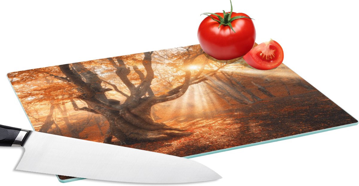 Glazen Snijplank - 28x20 - Boom - Natuur - Herfst - Snijplanken Glas
