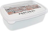 Broodtrommel Wit - Lunchbox - Brooddoos - Portugal - Europa - Rood - Skyline - 18x12x6 cm - Volwassenen