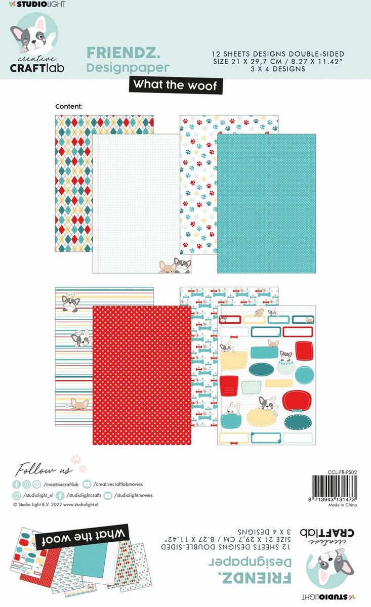 Creative Craftlab Friendz designpapier What the woof