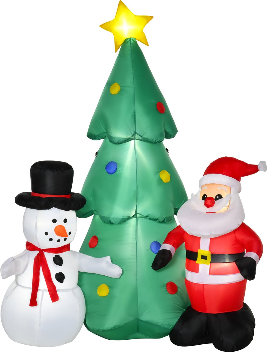 HOMCOM Opblaasbare kerstboom met sneeuwpop en LED-kerstverlichting 844-415V90