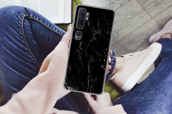 Coque Xiaomi Mi Note 10 Pro - Marbre - Zwart - Natuursteen - Coque de téléphone en Siliconen