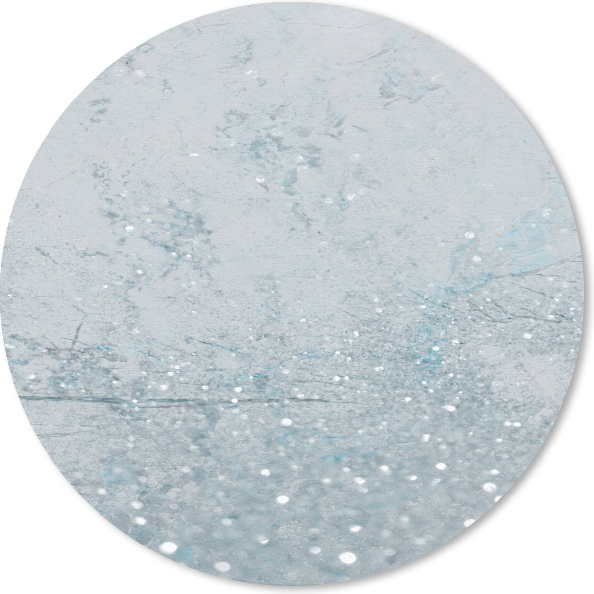 Muismat rond 20x20 cm - Mousepad Marmer - Blauw - Glitter - Ronde muismatten