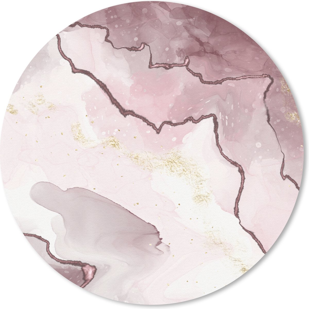 Muismat rond 50x50 cm - Mousepad Marmer - Geel - Lijn - Ronde muismatten