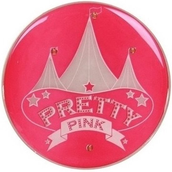 Toppers Pretty Pink button verkleedaccessoire met licht - broche