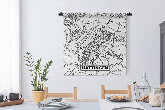 Tapisserie murale - Tissu mural - Hattingen - Plan de la ville - Carte - Carte - 90x90 cm - Tapisserie