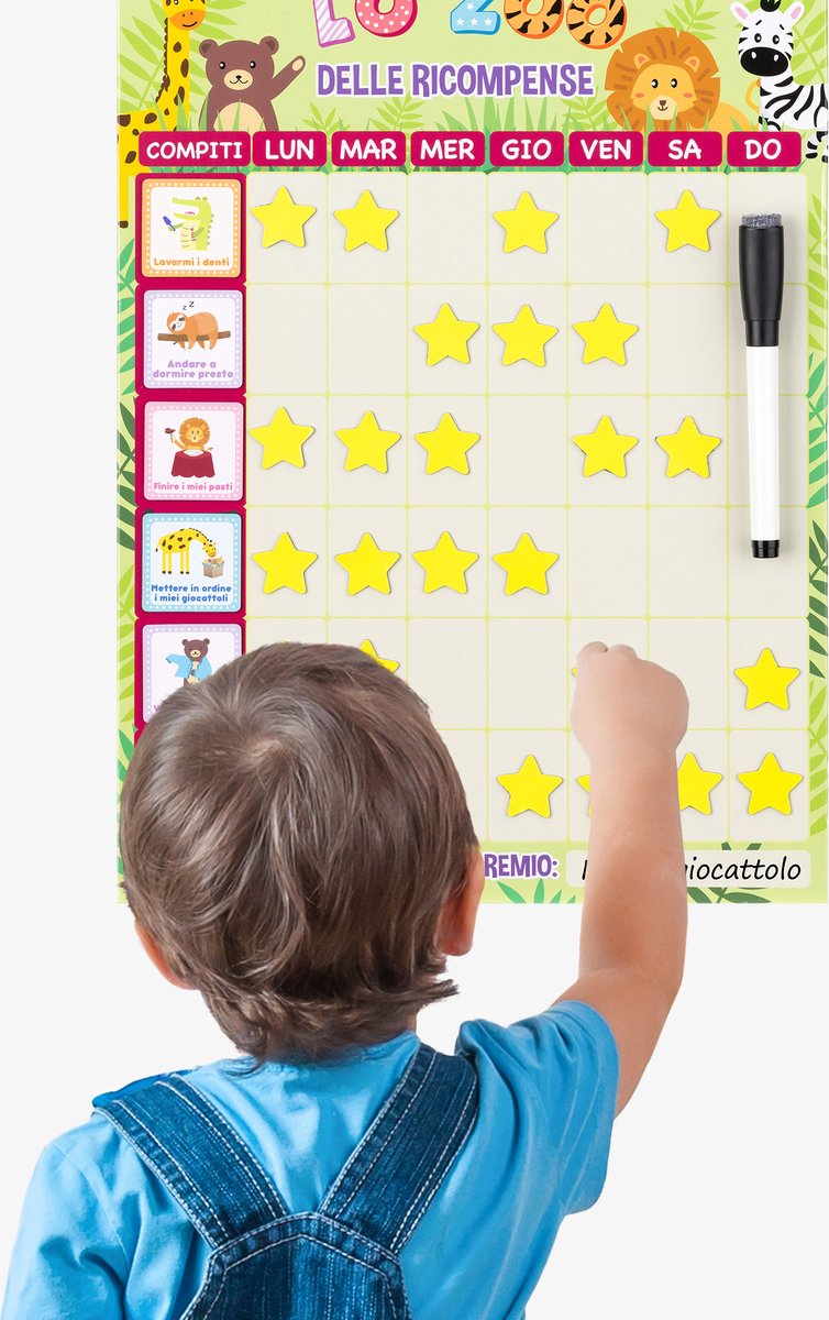 Navaris Tableau de Récompense pour Enfants - Tableau Magnétique pour Un  Comportement Responsable - 240 étoiles 10 Activités 1 marqueur : :  Jeux et Jouets
