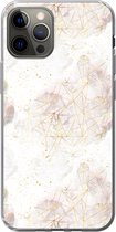 Geschikt voor iPhone 13 Pro hoesje - Marmer print - Geometrie - Goud - Siliconen Telefoonhoesje