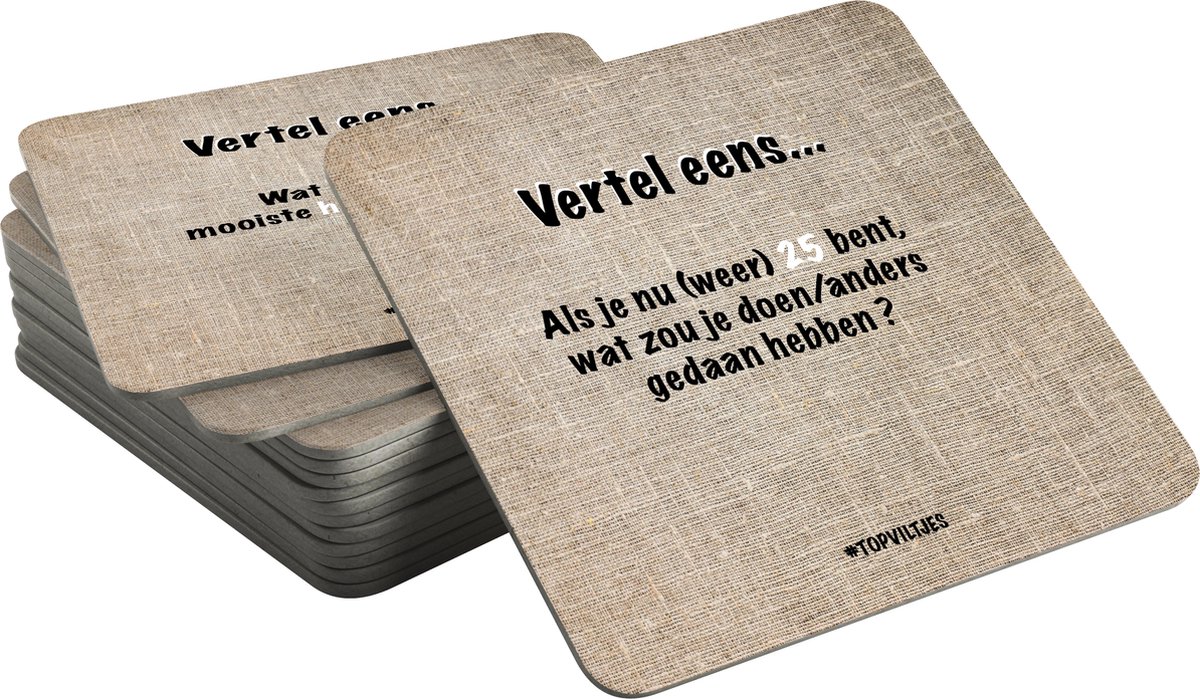 Onderzetters Cadeauverpakking: Vertel Eens.. | 20 Gespreksonderwerpen (Mix 20 viltjes)