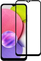 Case2go - Screenprotector voor Samsung Galaxy A03s - Full Cover - Screenprotector - Gehard Glas - Zwart