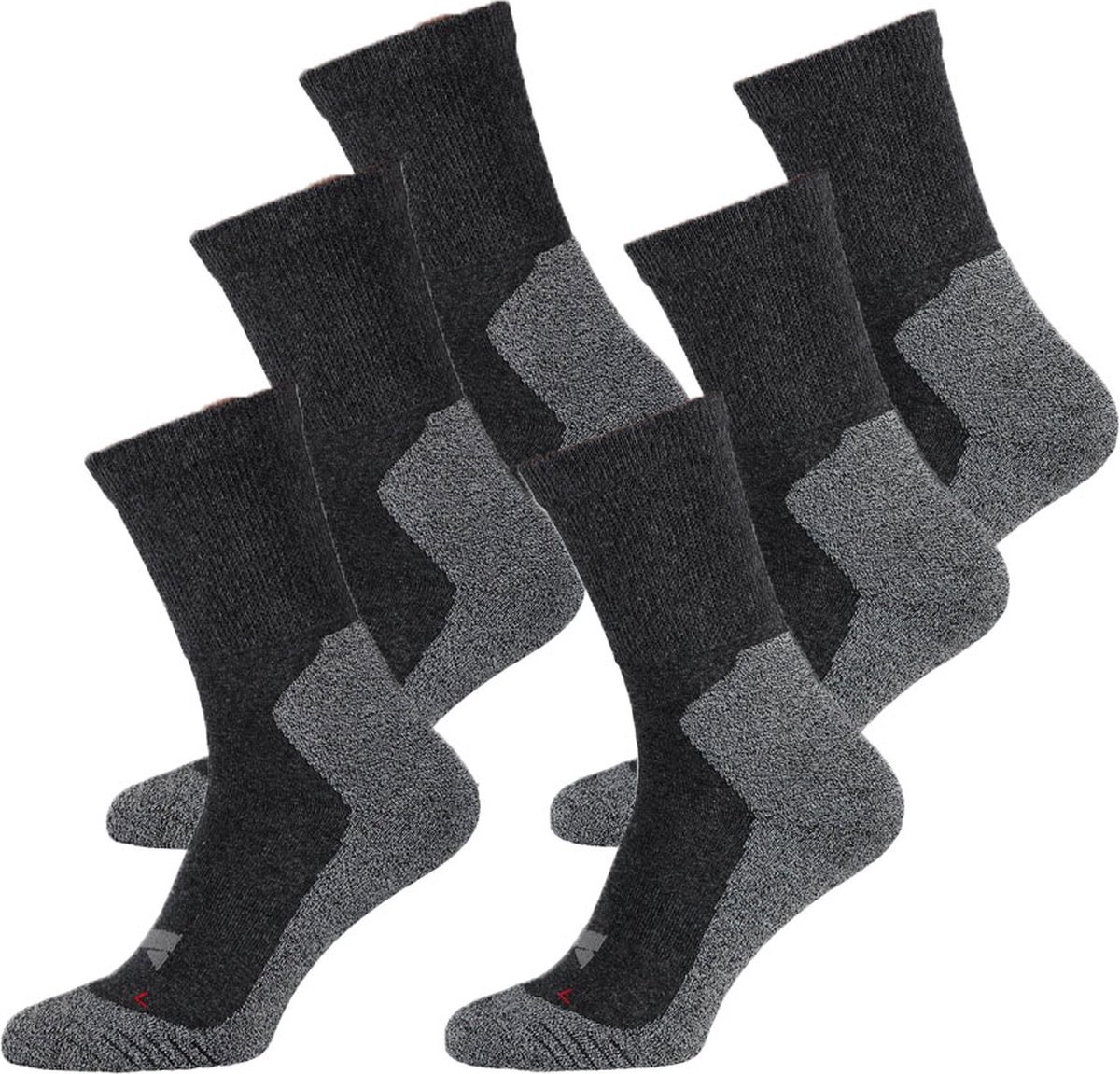 Xtreme Sockswear Hiking Sokken 6 paar Hiking Wandelsokken Multi Antraciet