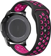 Strap-it Smartwatch bandje 22mm - sport bandje geschikt voor Samsung Galaxy Watch 46mm / Galaxy Watch 3 45mm / Gear S3 Classic & Frontier - Amazfit GTR 47mm / GTR 2 / GTR 3 - Pro - OnePlus Watch - zwart/knalroze