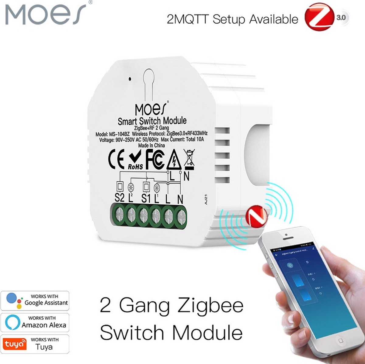 MOES Tuya ZigBee-RF Switch - Tuya Actoren - Inbouw schakelaar - SmartHome - Slimme Verlichting
