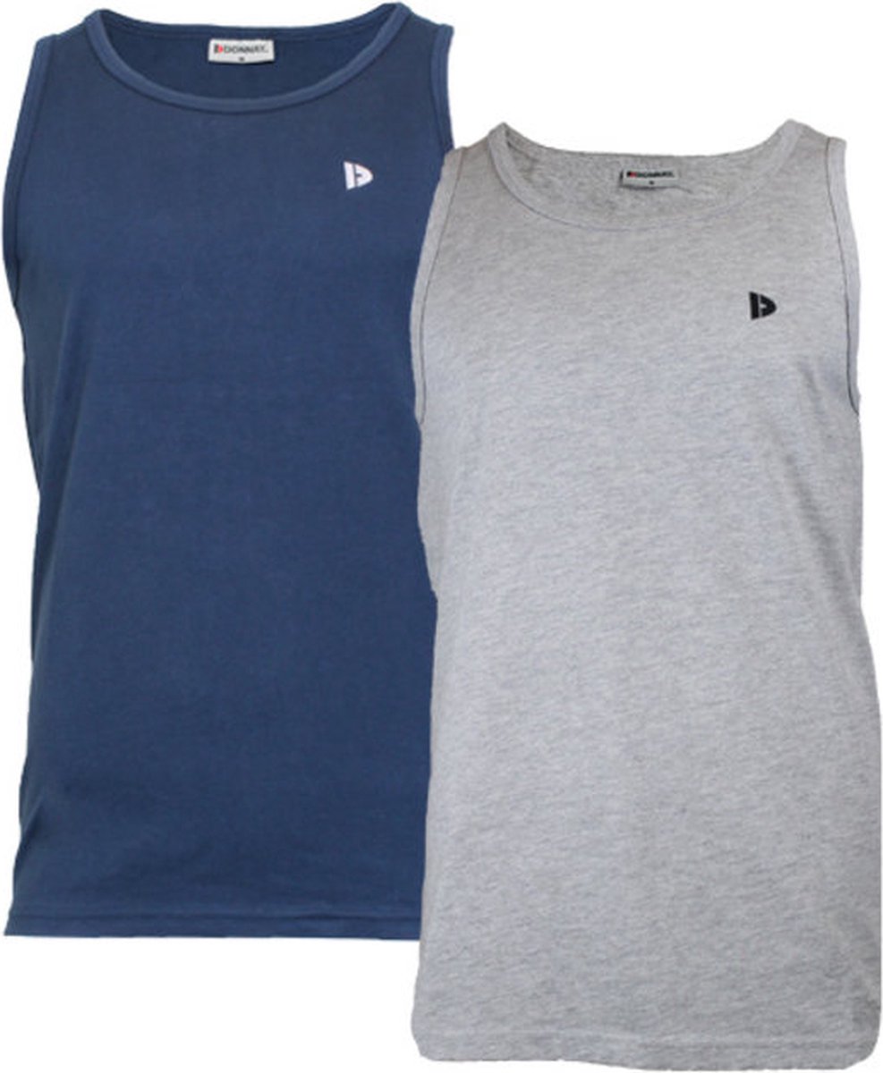 2-Pack Donnay - Muscle shirt (James) - Tanktop - Heren - Navy/Light Grey-marl (469) - maat L