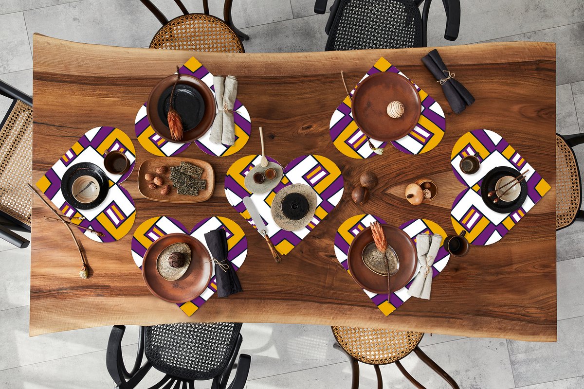Onderleggers - Placemats - Placemats hartje - Design - Lijn - Retro - 8 stuks