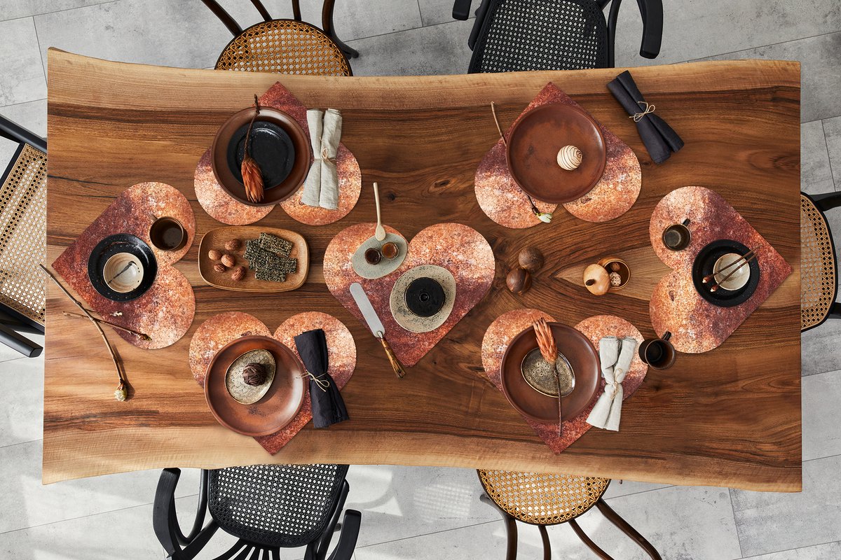 Onderleggers - Placemats - Placemats hartje - Staal - Roest print - Plaat - 8 stuks