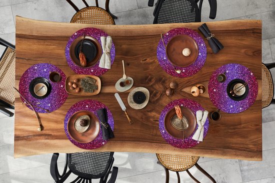 Sets de table ronds - Set de table - Napperons de table ronds - Ombre - Waterman - Zodiac - Pierre de naissance - Motif - 6 pièces