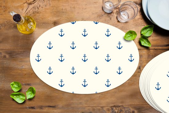 Napperons ovales - Sous-verres - Sets de table ovales - Marin - Anker - Plage - Motif - 10 pièces