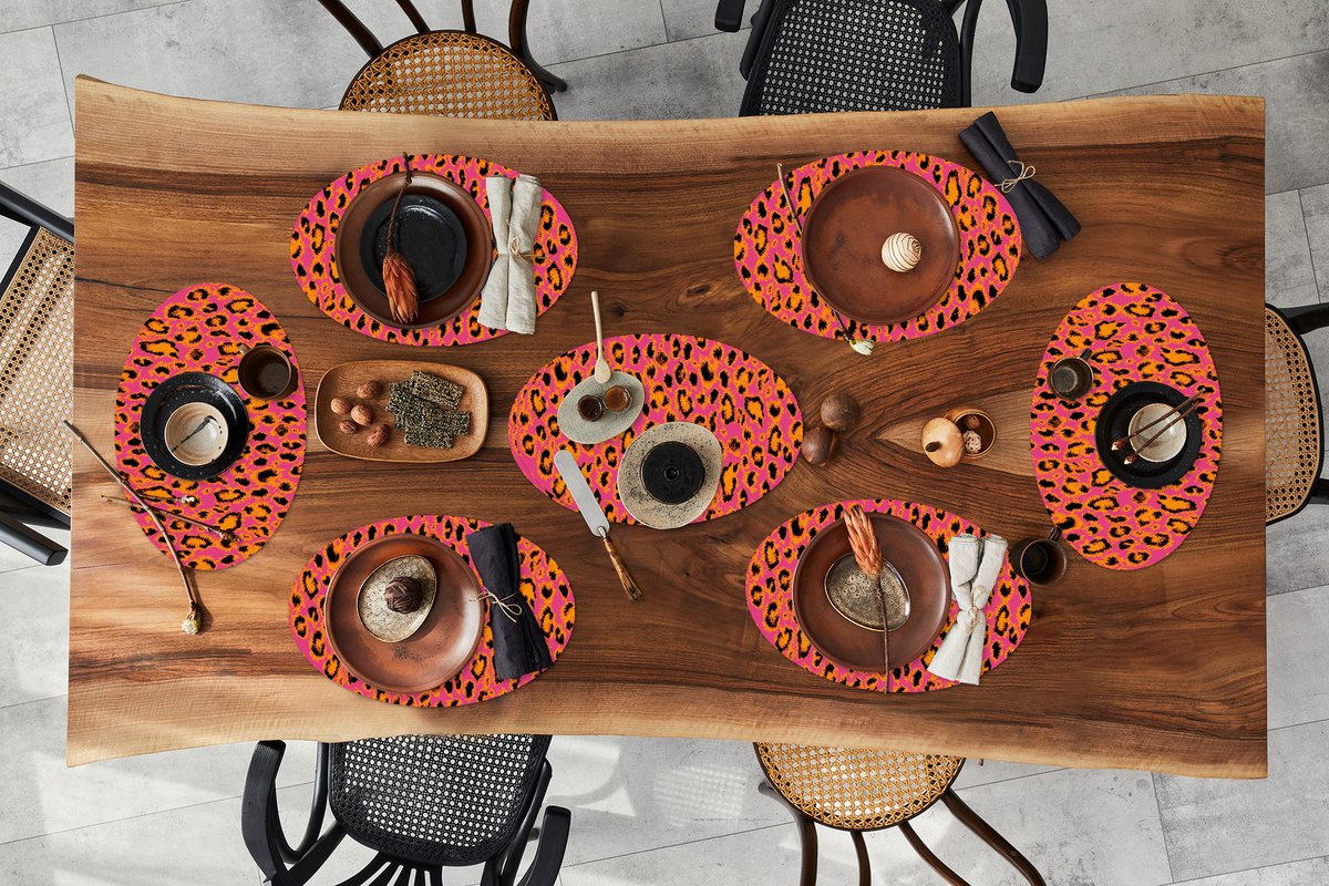 Placemats ovaal - Onderleggers - Ovale placemats - Design - Vacht - Luipaardprint - 8 stuks