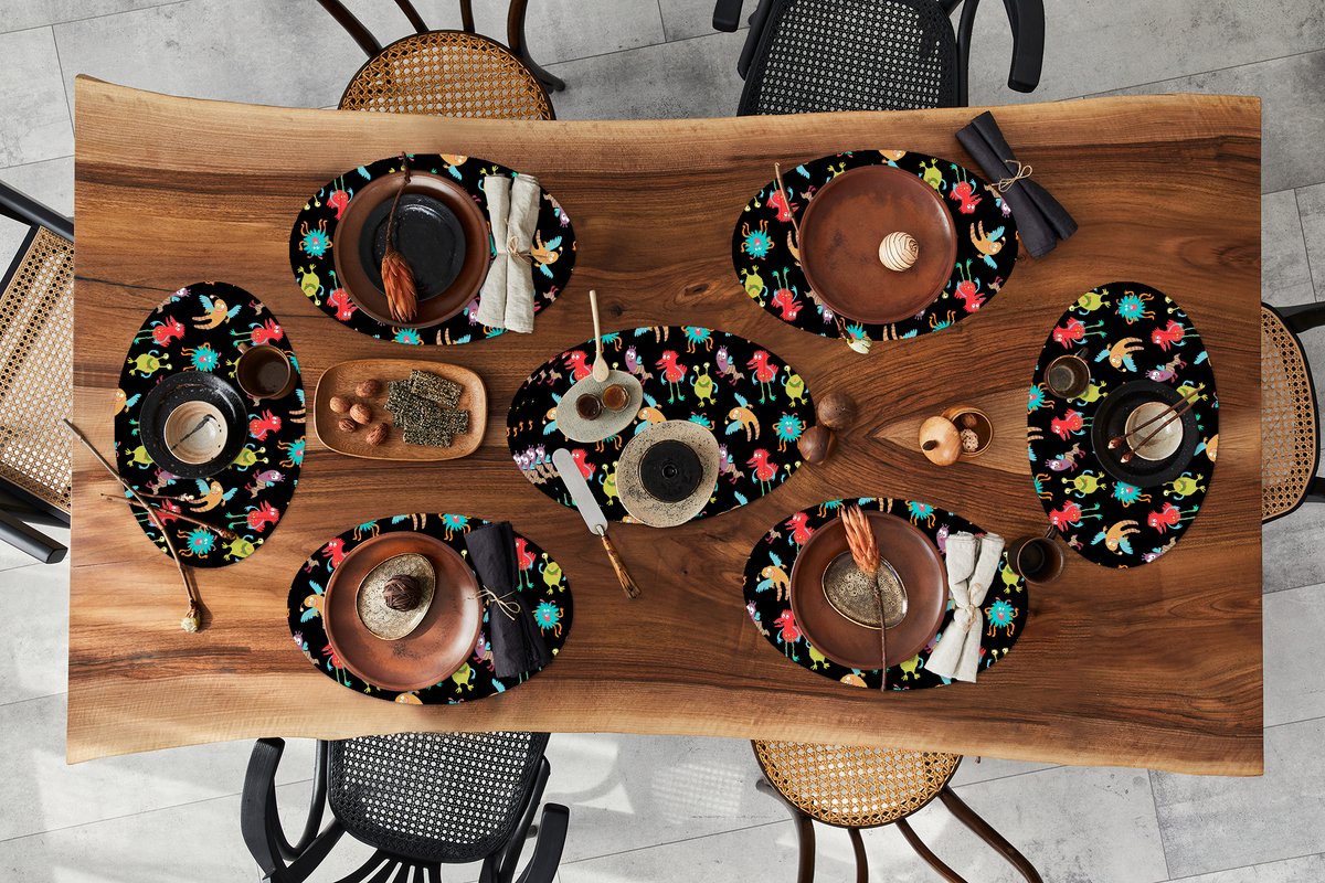 Placemats ovaal - Onderleggers - Ovale placemats - Design - Monster - Kinderen - Kleur - 10 stuks