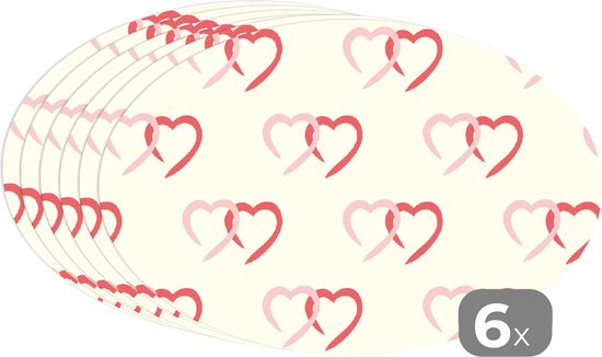 Napperons ovales - Sous-verres - Sets de table ovales - Cadeau Saint Valentin - Amour - Motifs - 6 pièces