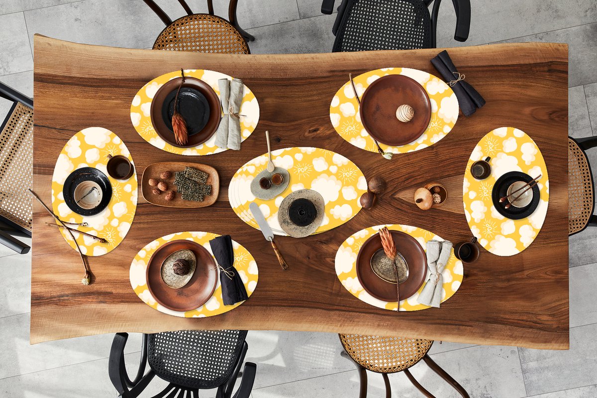 Placemats ovaal - Onderleggers - Ovale placemats - Popcorn - Quotes - Patronen - Pop - 10 stuks