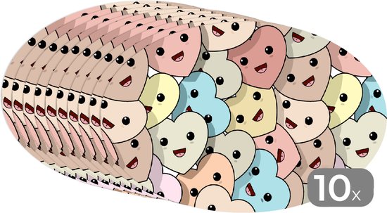 Napperons ovales - Sous-verres - Sets de table ovales - Coeur - Motif - Bébé - 10 pièces