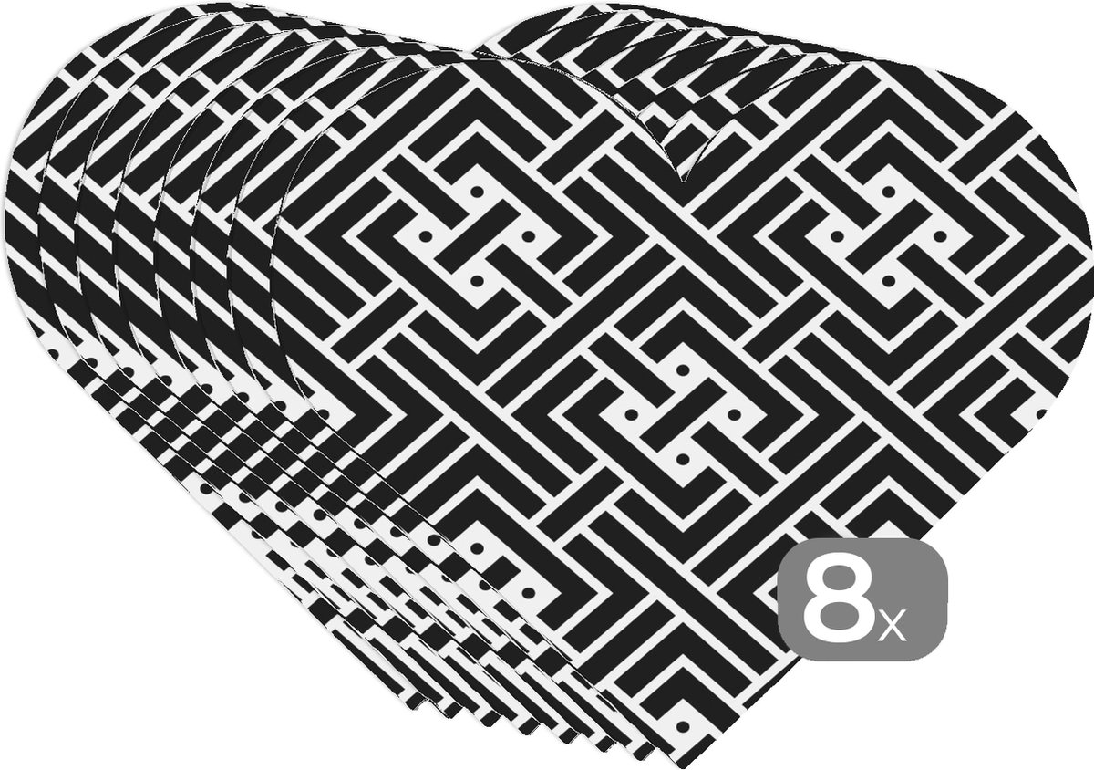 Onderleggers Placemats Placemats hartje Patronen Zwart Wit